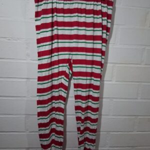 Pantalón Pijama Navideño a Rayas Rojas, Blancas y Verdes – Mujer