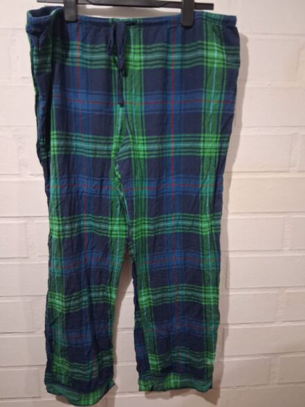 Pantalón Pijama Tartán a Cuadros Verde y Azul Marino – Mujer