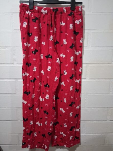 Pantalón Pijama Estampado de Perritos con Lazos – Mujer