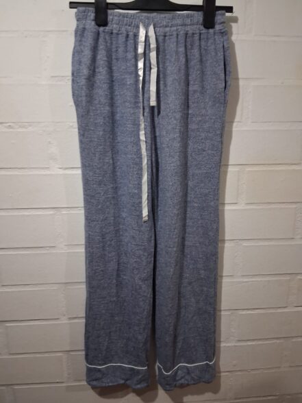 Pantalón Pijama Azul Melange con Vivo Blanco – Mujer