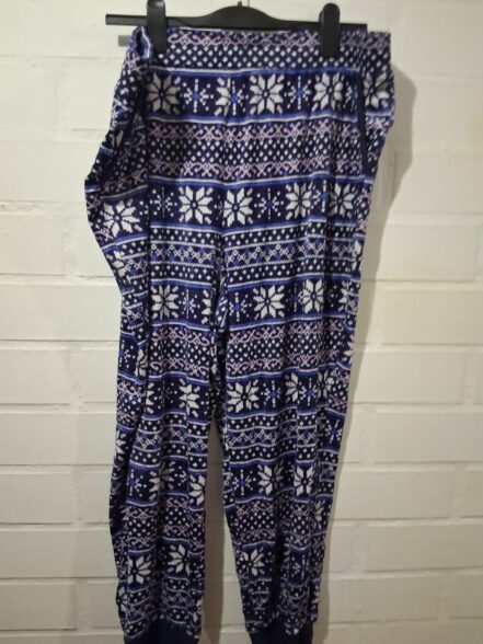Pantalón Pijama Cortina Nórdica Copos de Nieve Azul – Mujer