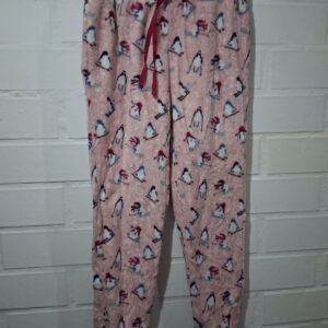 Pantalón Pijama de Plush Pingüinos Esquiadores Rosado – Mujer