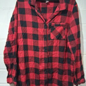 Camisa Pijama Escocesa Leñadora Roja y Negra – Mujer